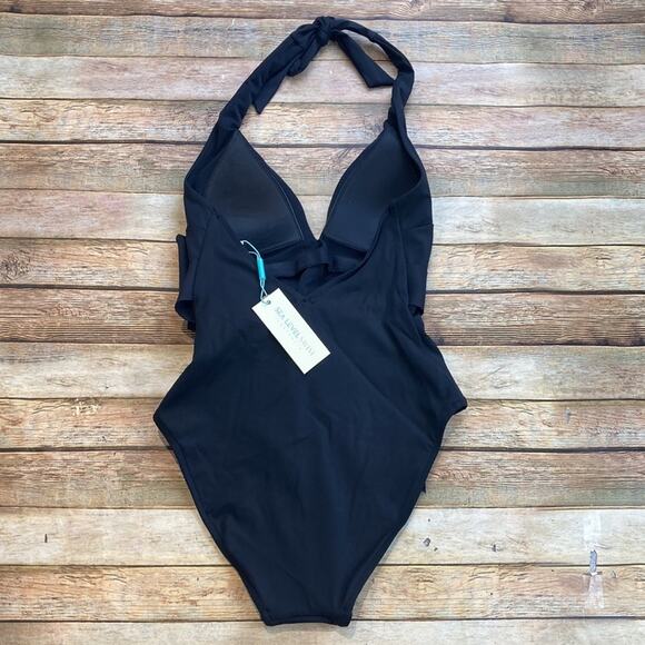 Sea Level Dark Romance Bonded Belt Plunge One Piece Swimsuit NWT - Picture 3 of 4